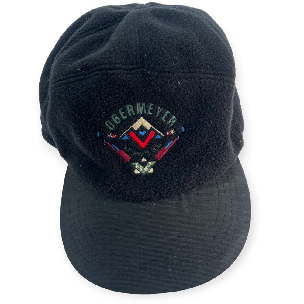Ski Hat Obermeyer Apres gaper Party Cap Vtg 80s 90s Snow Skiwear Red Fleece MEN